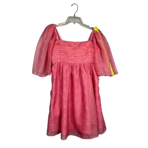 ABERCROMBIE & FITCH Emerson Angel Sleeve Mini Babydoll Dress Pink Floral, Medium - Picture 7 of 12